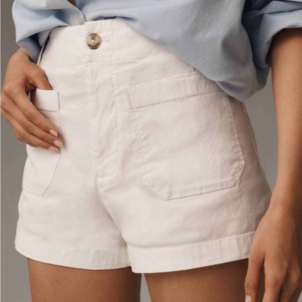 Anthropologie High-Waist White linen blend Shorts
